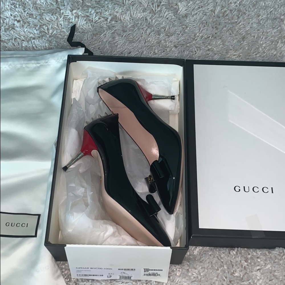 Gucci Vernice crystal Sadie - Black 37.5 spike - Picture 8 of 8